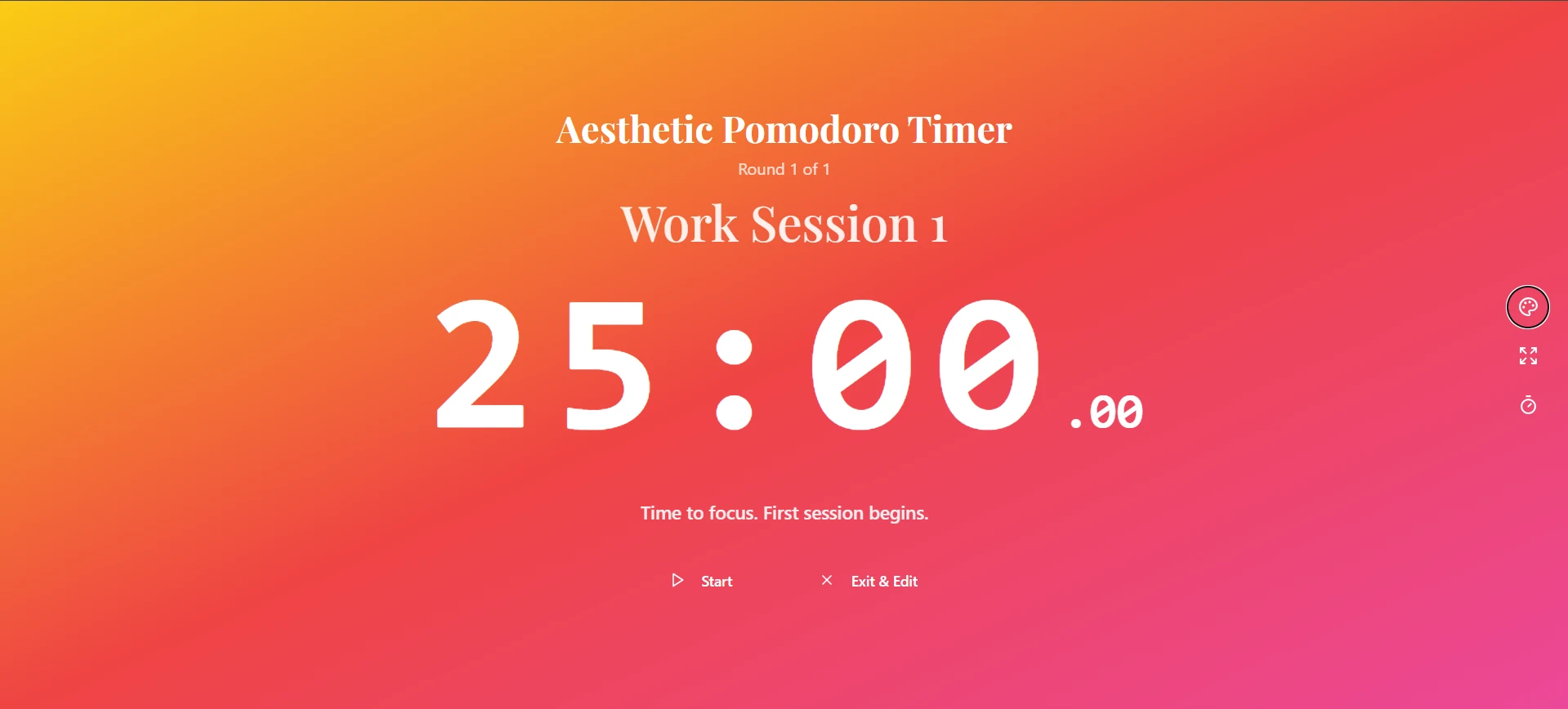 A screenshot of the GuidedTimer.com app in its new immersive theme.
